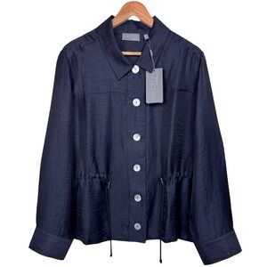 Selection Ulla Popken Jacket Women 20/22 Linen Blend Pearl Drawstring‎ Waist NWT